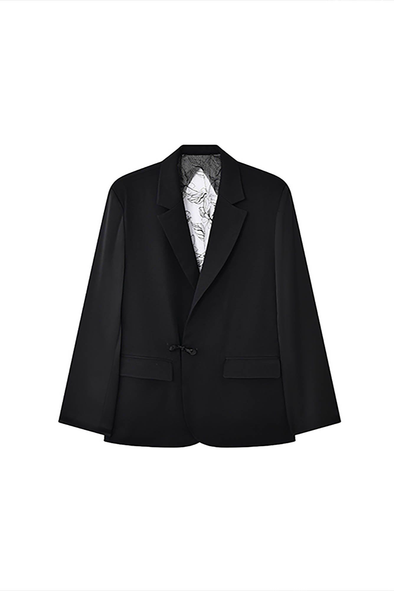 JIECHI Sheer Lace Panel Backless V-Neck Blazer