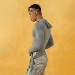 CLP Pleated Slim Fit Hoodie Long-Sleeve T-Shirt