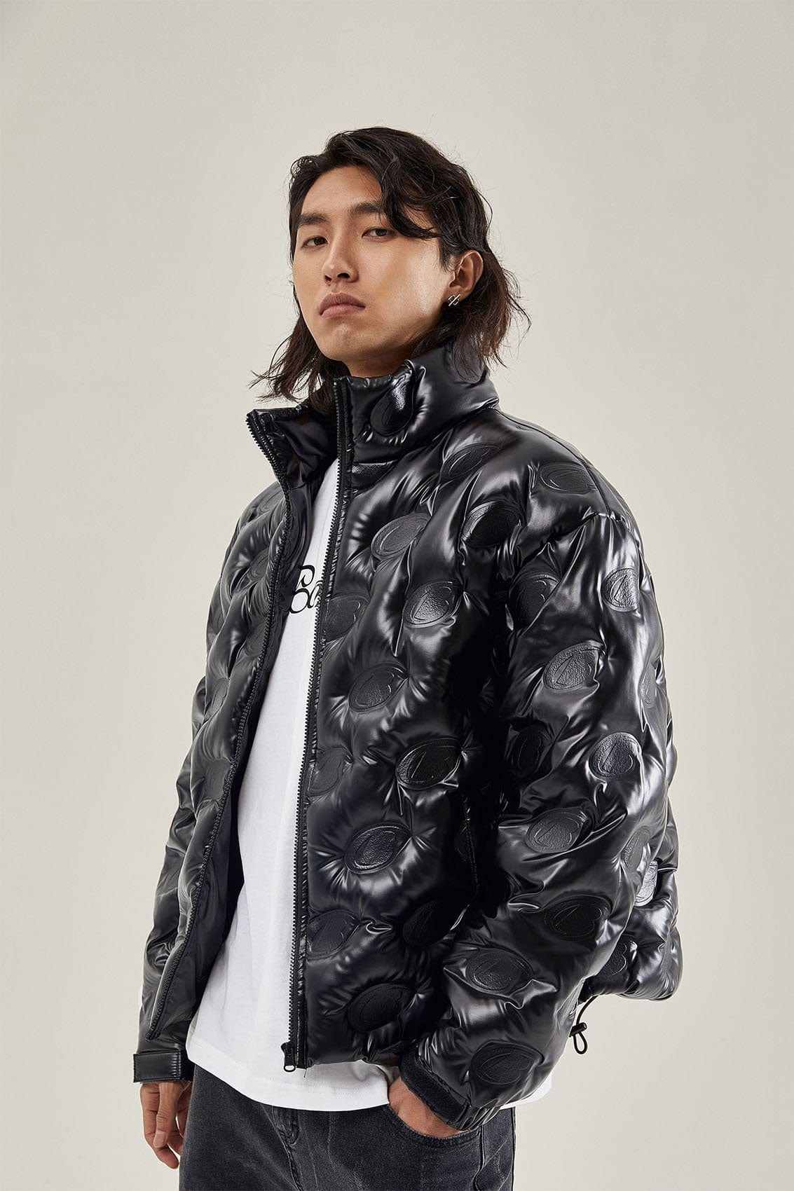 BONELESS High Collar Embossed Down Jacket
