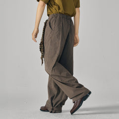 GONGHE REPUB Retro Paid Spliced Wide-Leg Pants