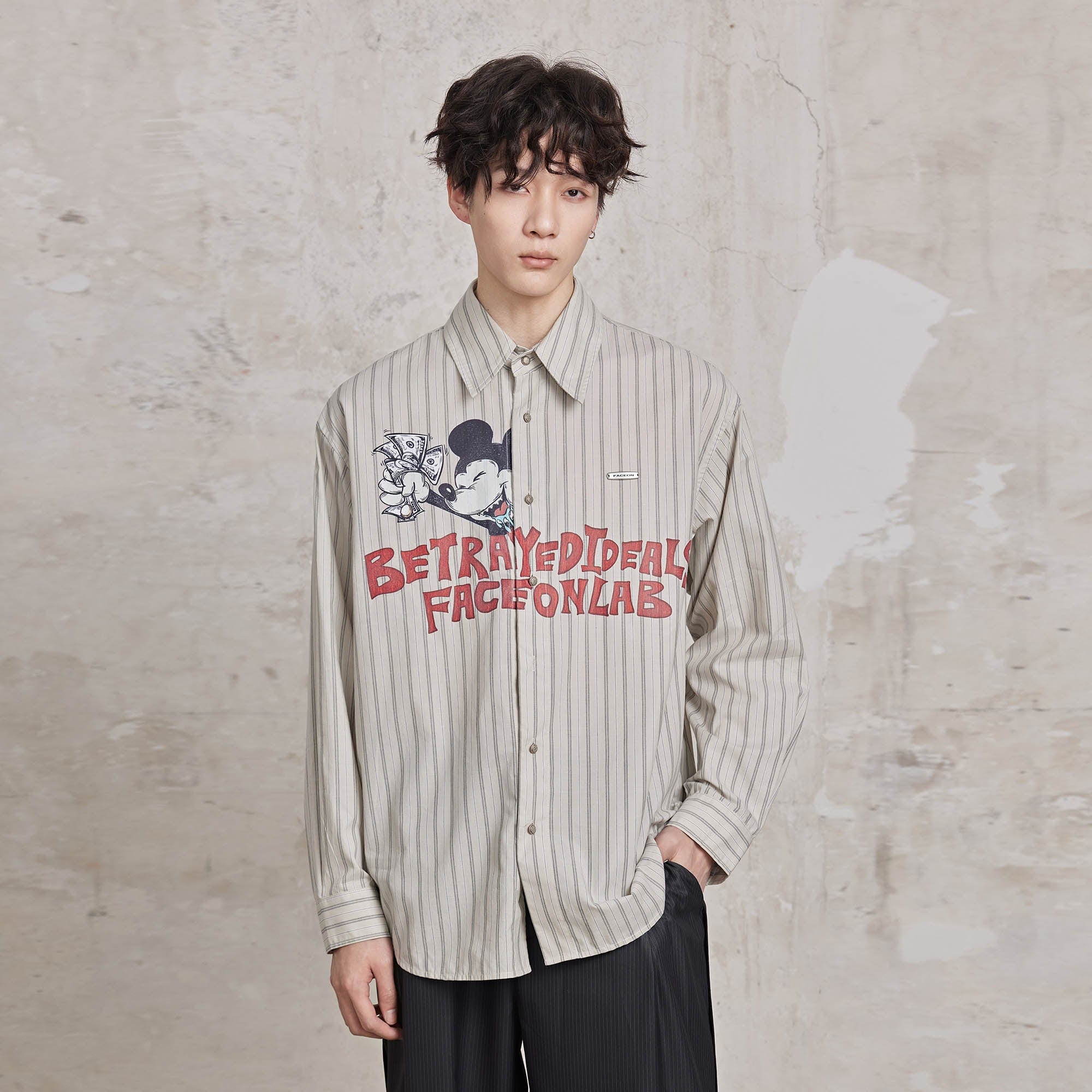 FACEONLAB Betrayed Ideals Pinstriped Shirt