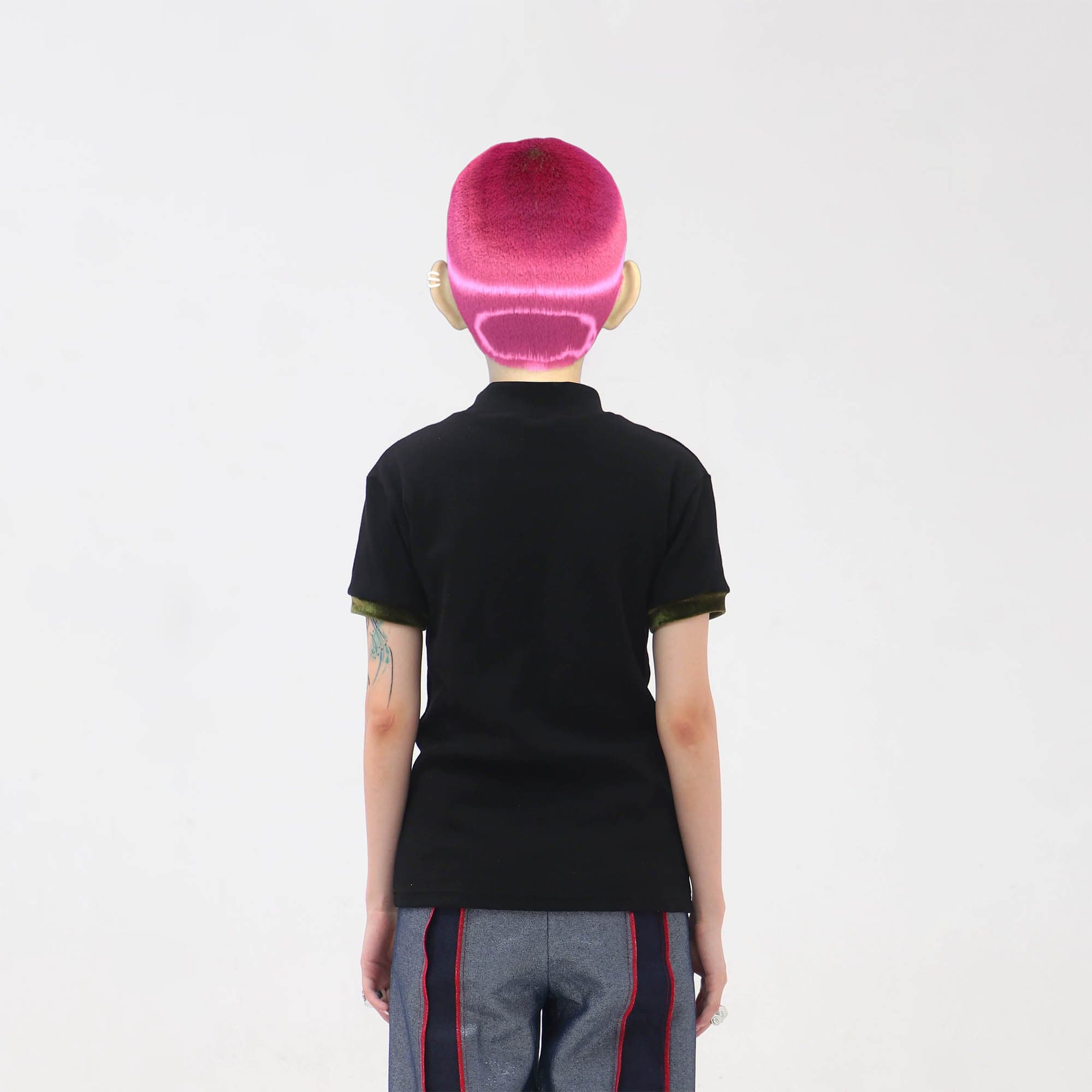 EMBRYO Four-Point Star Spliced Mock Neck T-Shirt