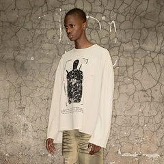 TRIANGLE PROJECT Distressed Target Graphic Long-Sleeve Tee