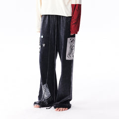 RICHILL Washed Badge Patchwork Pants