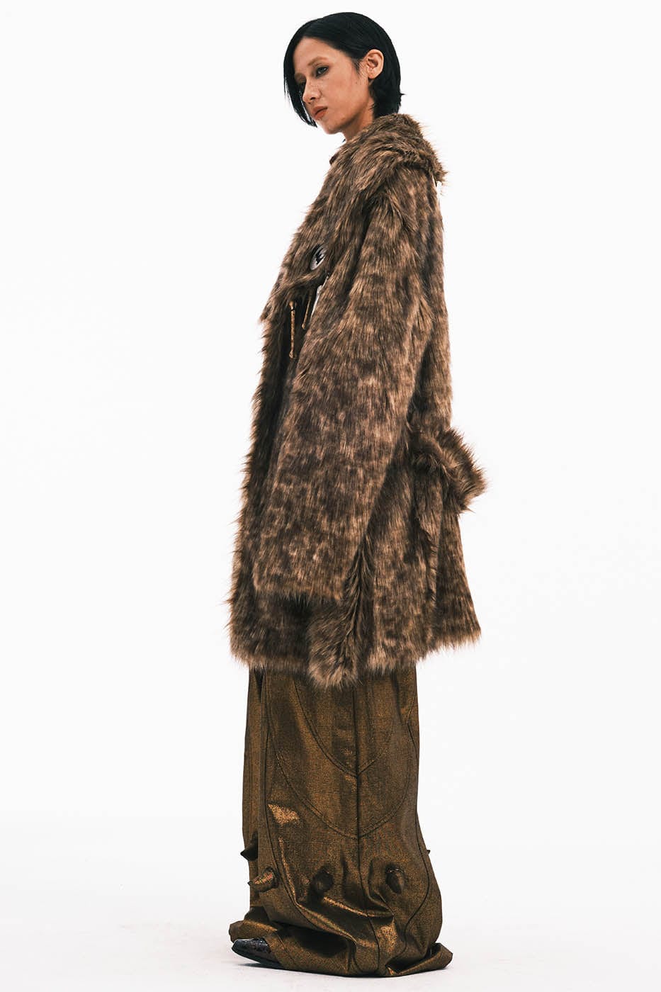 EMBRYO Faux Fur Bone Coat