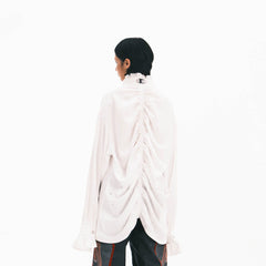 EMBRYO Demon Ruffle-Collar Buttoned LOGO Pleated Shirt