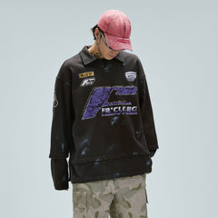 F2CE Layered Raw-Edge Racing Logo Hoodie