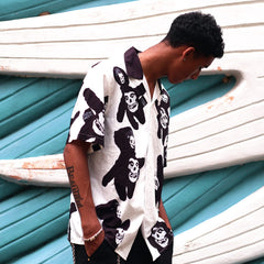 WCC Ghost Face Full Print Cuban Half Shirt