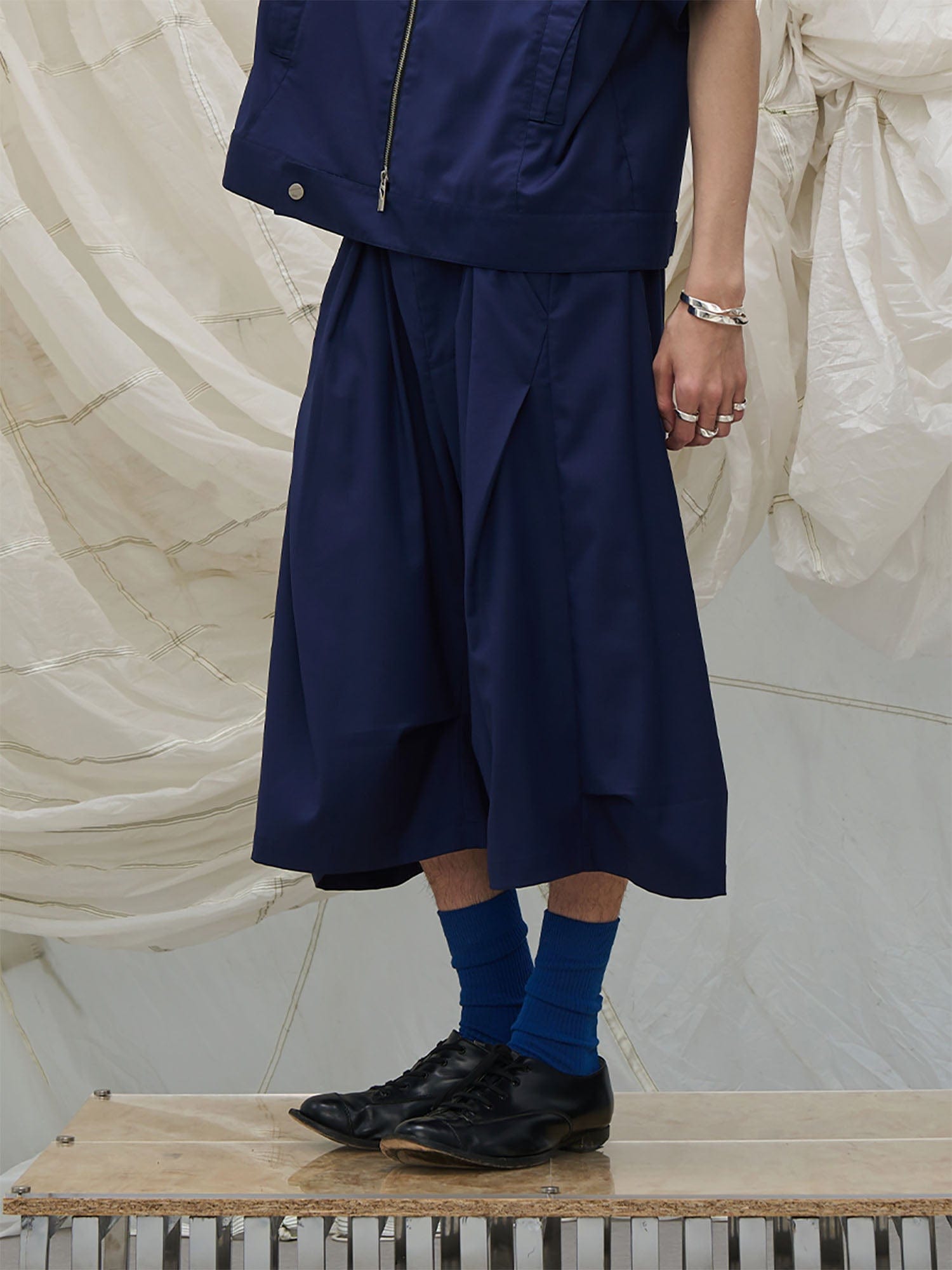 RELABEL Pleated Drape Wide-Leg Shorts