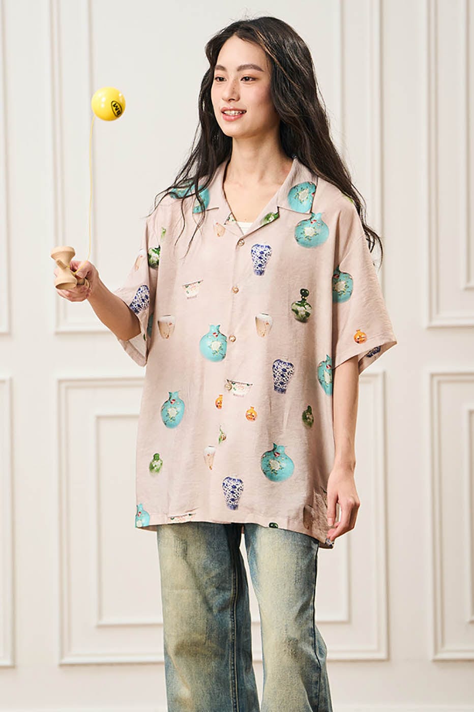 EPIC POETRY Porcelain Full-Print Half Shirt