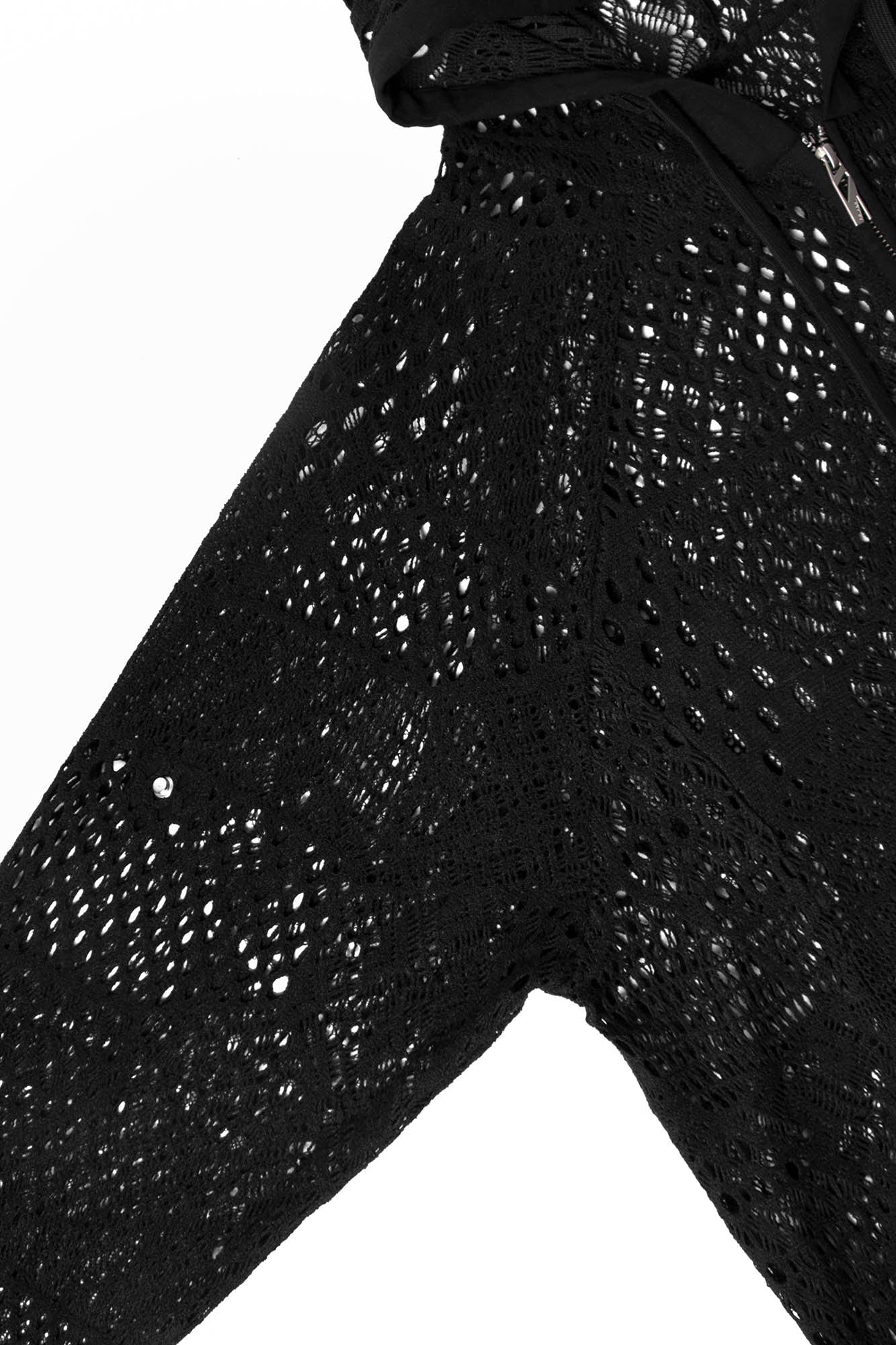 RELABEL Patchwork Crochet Mesh Zip-Up Hoodie