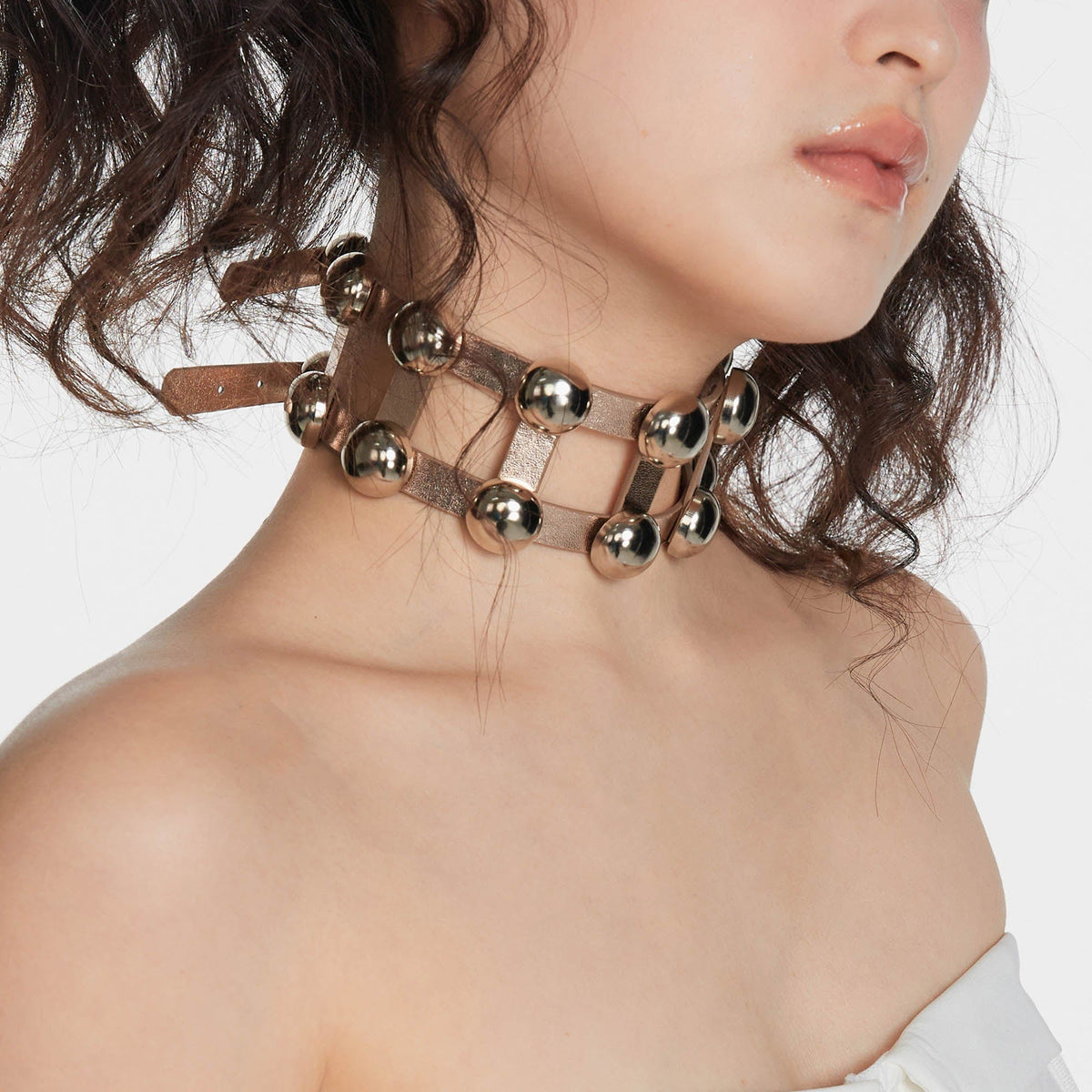 SCHWARZGOLD Metallic Beaded Double-Strap Choker