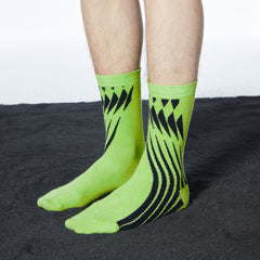 LOSTNFOUND Geometric Crew Socks Green
