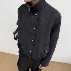 KREATE Gem Button Stand-Collar Wellington Jacket