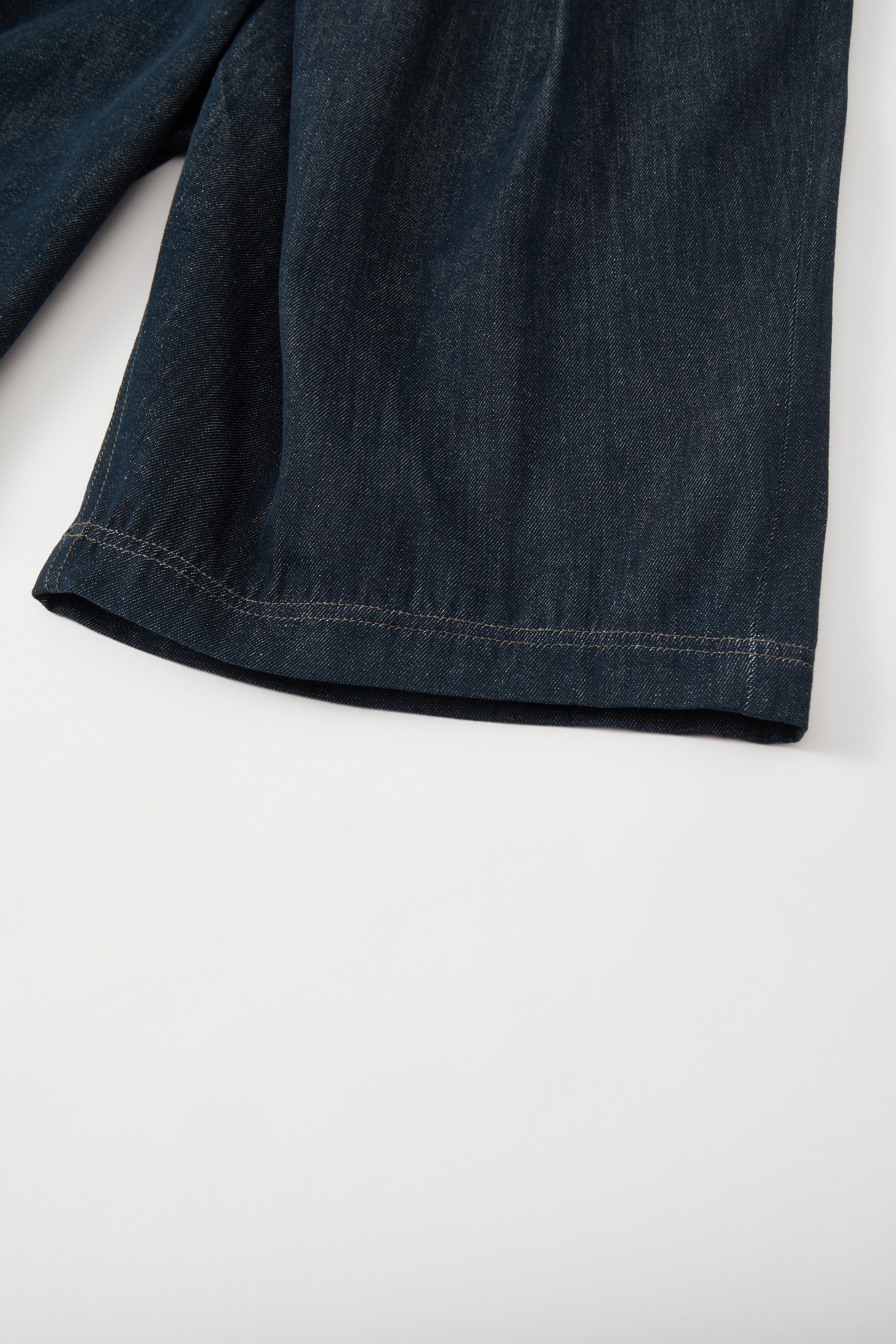 OPICLOTH Washed Asymmetric Fly Pleated Denim Shorts