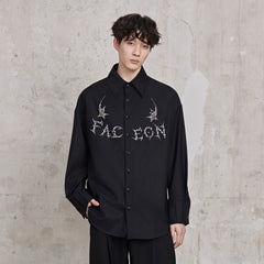 FACEONLAB Pinstriped Rivet Diamond Shirt