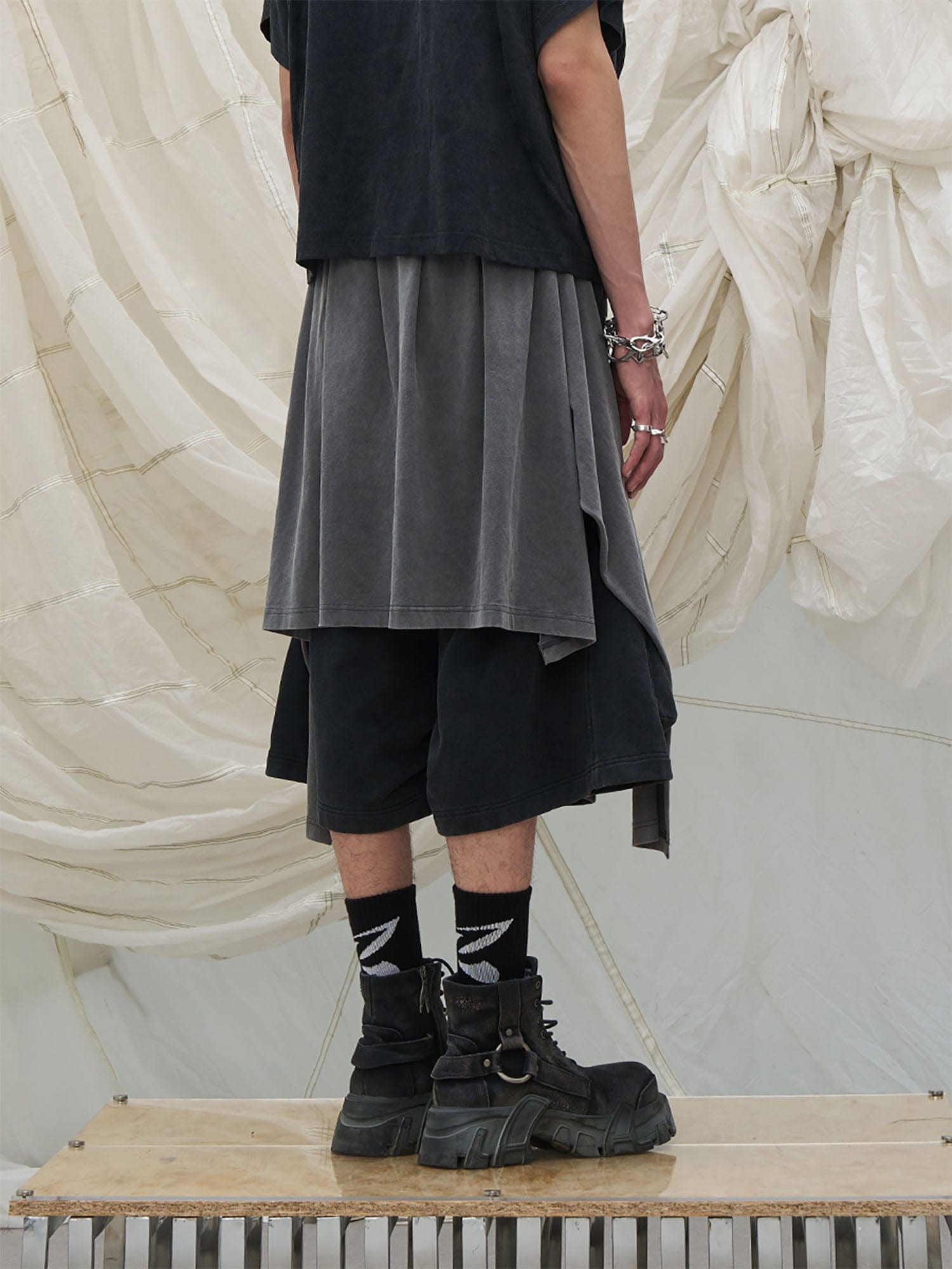 RELABEL Detachable Drape Multi-Pocket Drawstring Shorts