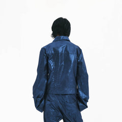 EMBRYO Metallic Sheen Embossed Spiked Sleeve Jacket