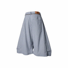 RELABEL Detachable Scarf Grid Pleated Shorts