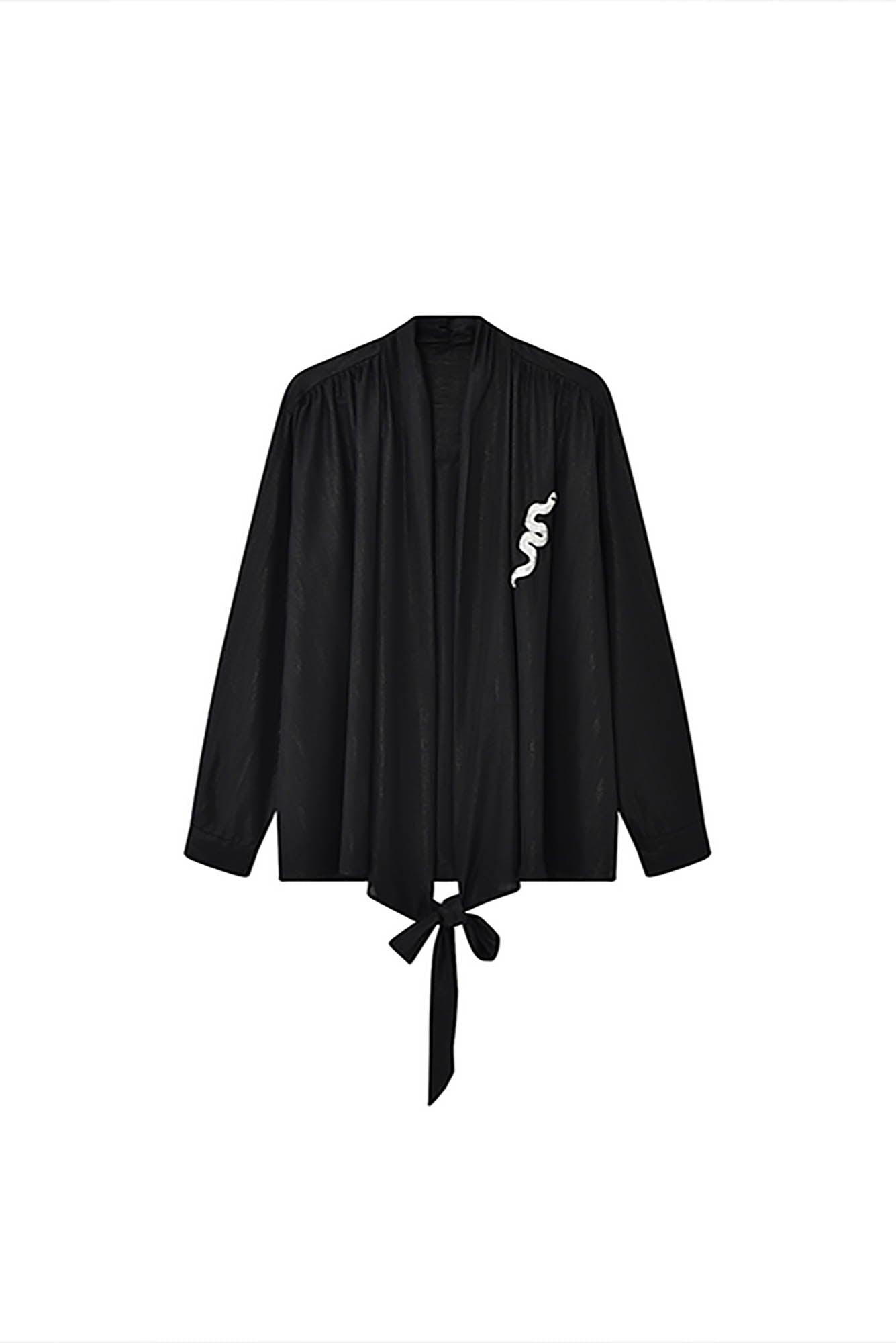 JIECHI Embroidered Serpent Metallic Wrap Shirt