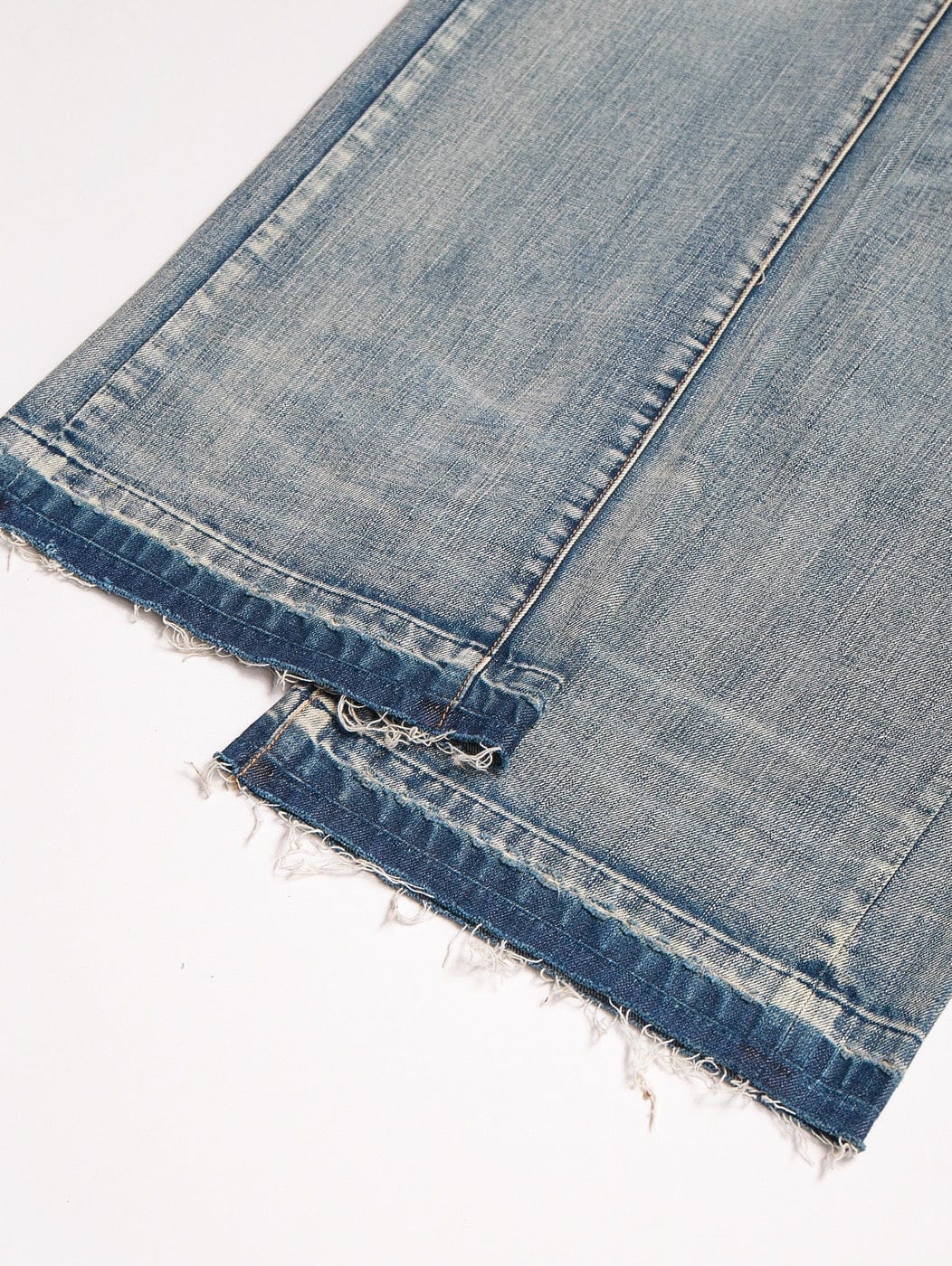 LEONSENSE Raw Edge Washed Flared Jeans
