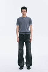 CATSSTAC Whisker Washed Frayed Straight-Leg Jeans