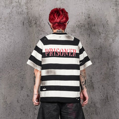 UNDERWATER The Jailbird Distressed Striped T-Shirt