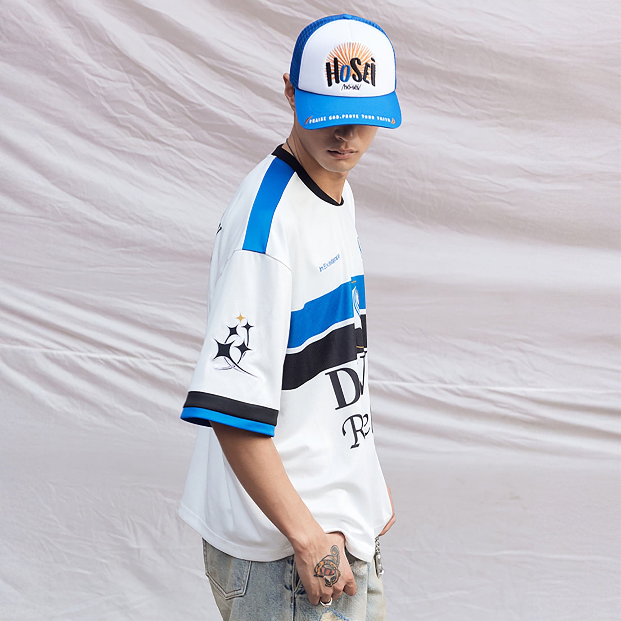 IN EXISTENCE NO.21 Contrast Graphic Sports T-Shirt