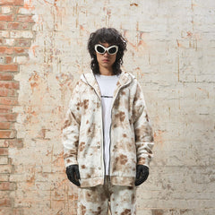 RELABEL Washed Cement-Dyed Double-Hat Zip-Up Hoodie