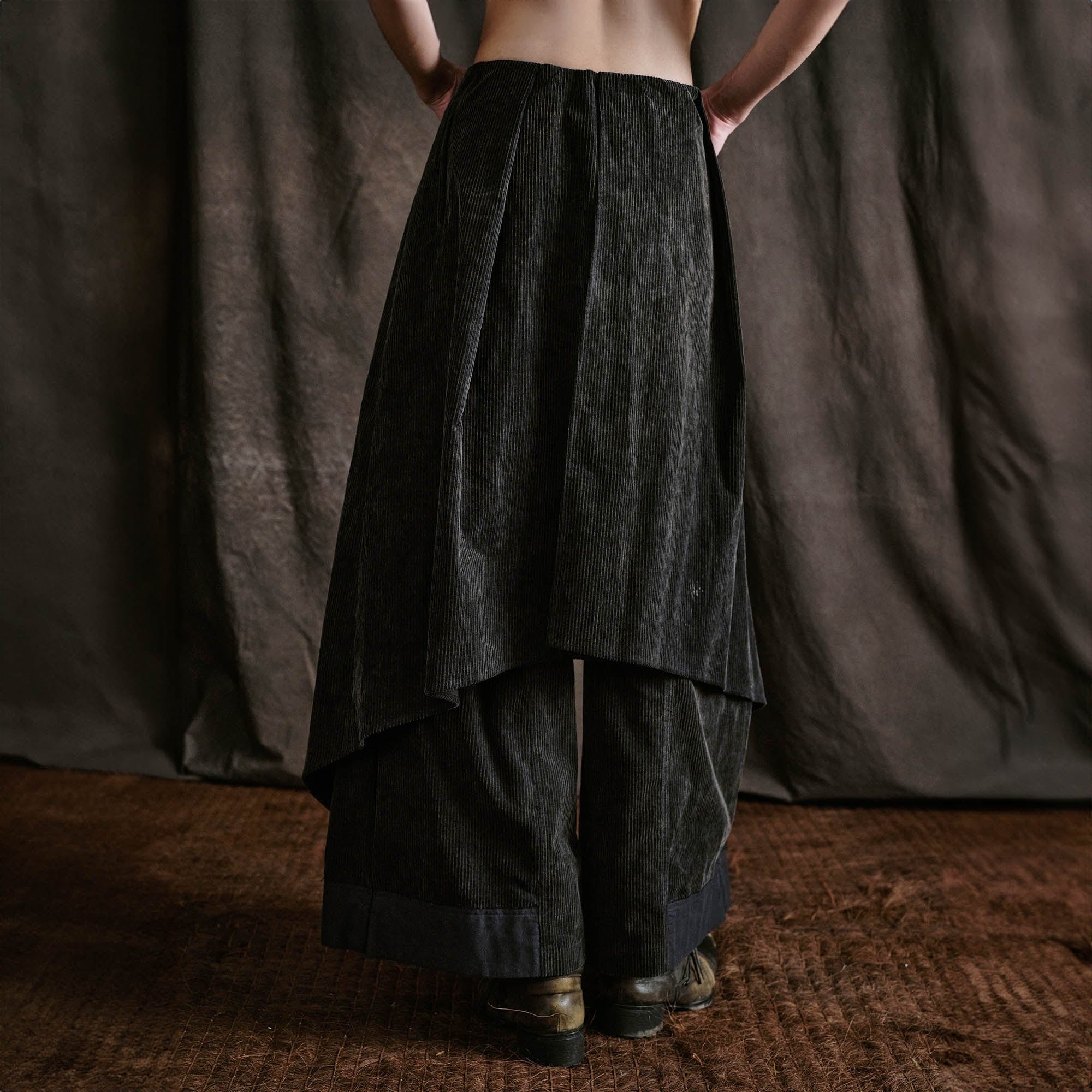 ILNya Nieternite Nifutur Layered Corduroy Wrap-Paneled Wide-Leg Trousers