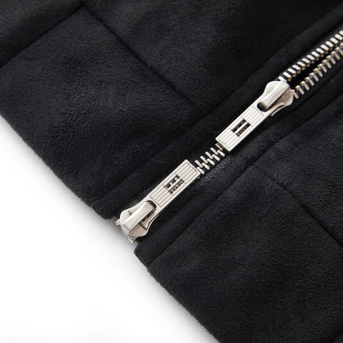 BONELESS Contrasted Striped Faux Suede Jacket