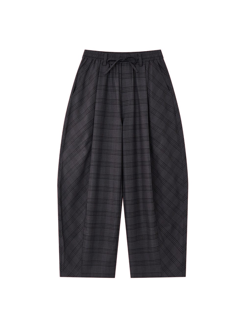 OPICLOTH Retro Paneled Plaid Drawstring Oversized Pants