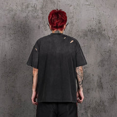 UNDERWATER Washed Ripped Gradient T-Shirt Black