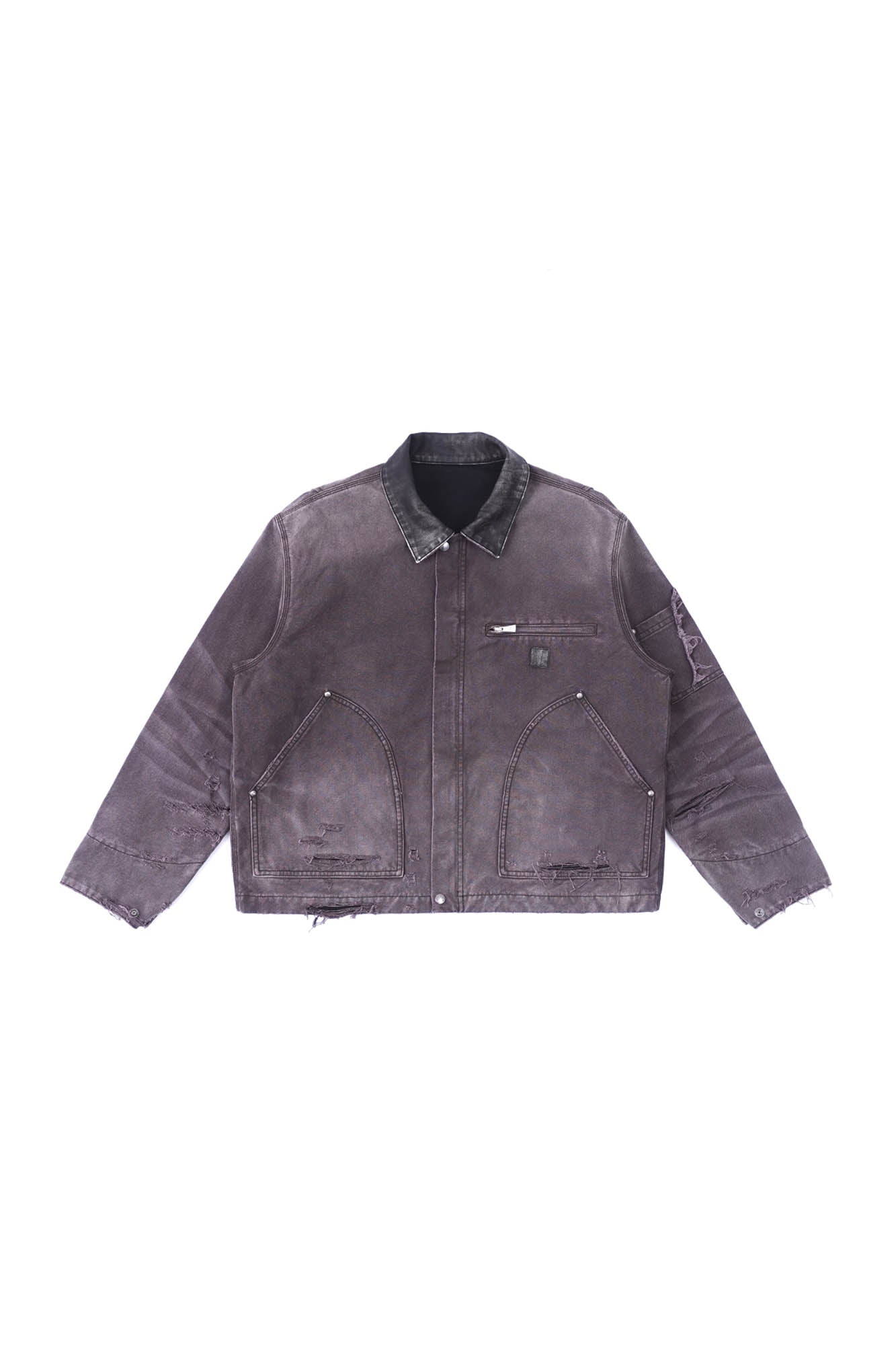 IN EXISTENCE Dirty-Washed Contrast Collar Detroit Jacket