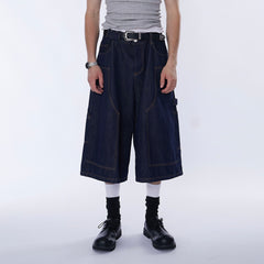 ASSEEN Double-Knee Raw Denim Shorts