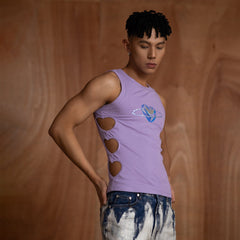 CLP Metallic Heart Slim Hollowed Tank Top Purple