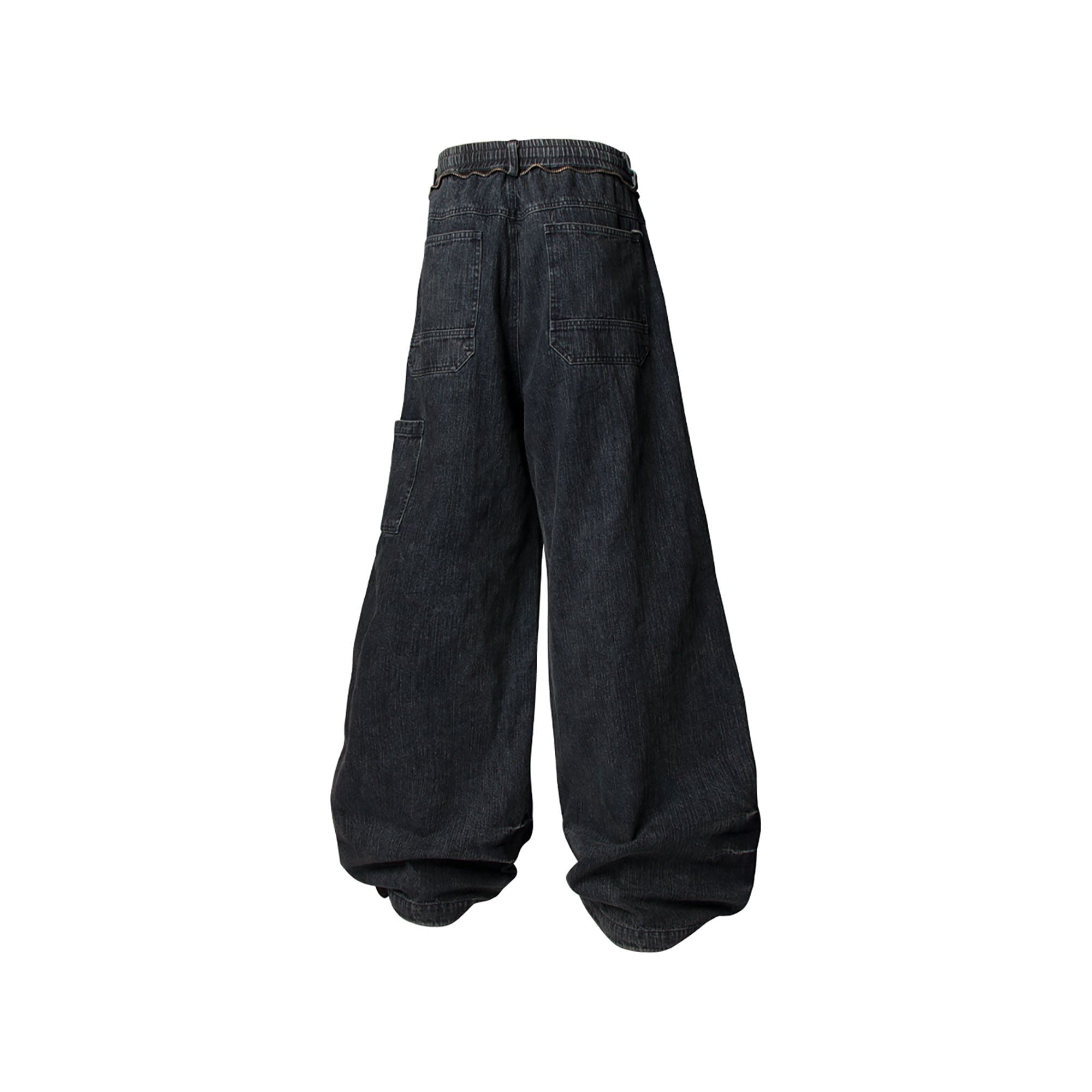 RELABEL Double-Knee Patch Washed Drawstring Jeans