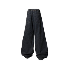 RELABEL Double-Knee Patch Washed Drawstring Jeans