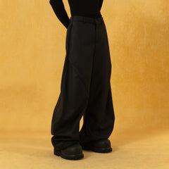 CLP Curved Crinkled Floor-Length Trousers