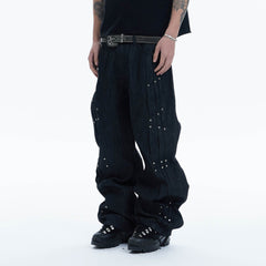 DND4DES Paneled Rivet Wide-Leg Jeans