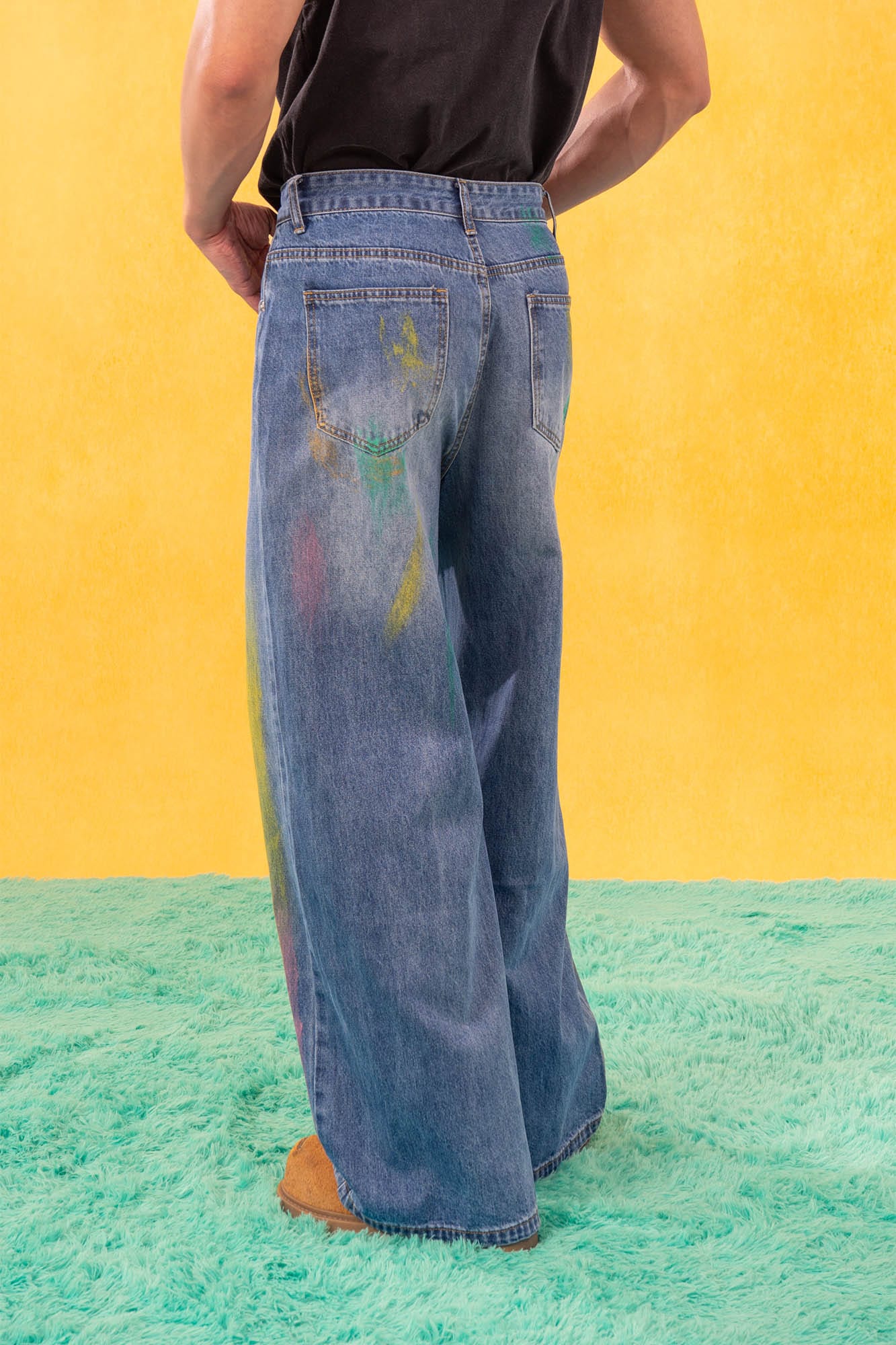 CLP MultiColor Brushed Wide-Leg Jeans