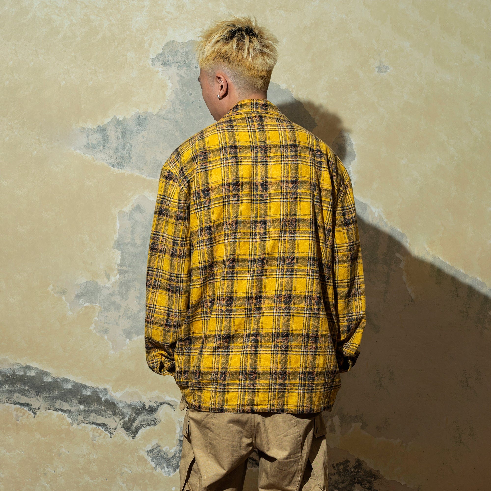 MAKEMORE Retro Plaid Shirt Yellow