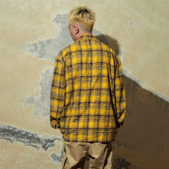 MAKEMORE Retro Plaid Shirt Yellow