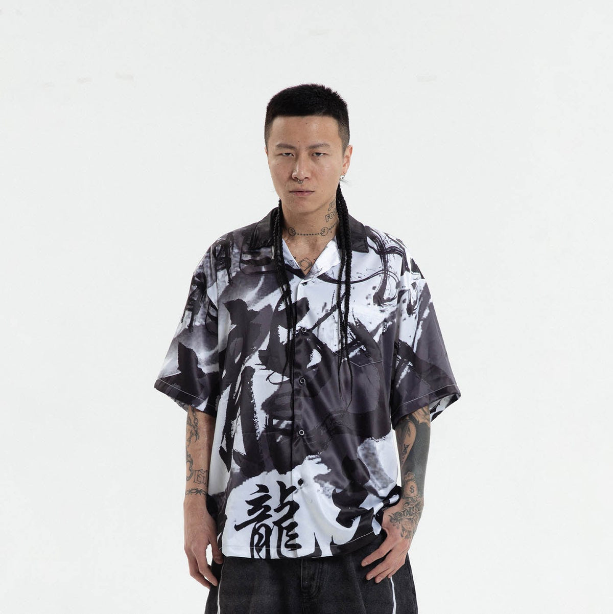 RTVG Dragon Calligraphy Cuban Half Shirt
