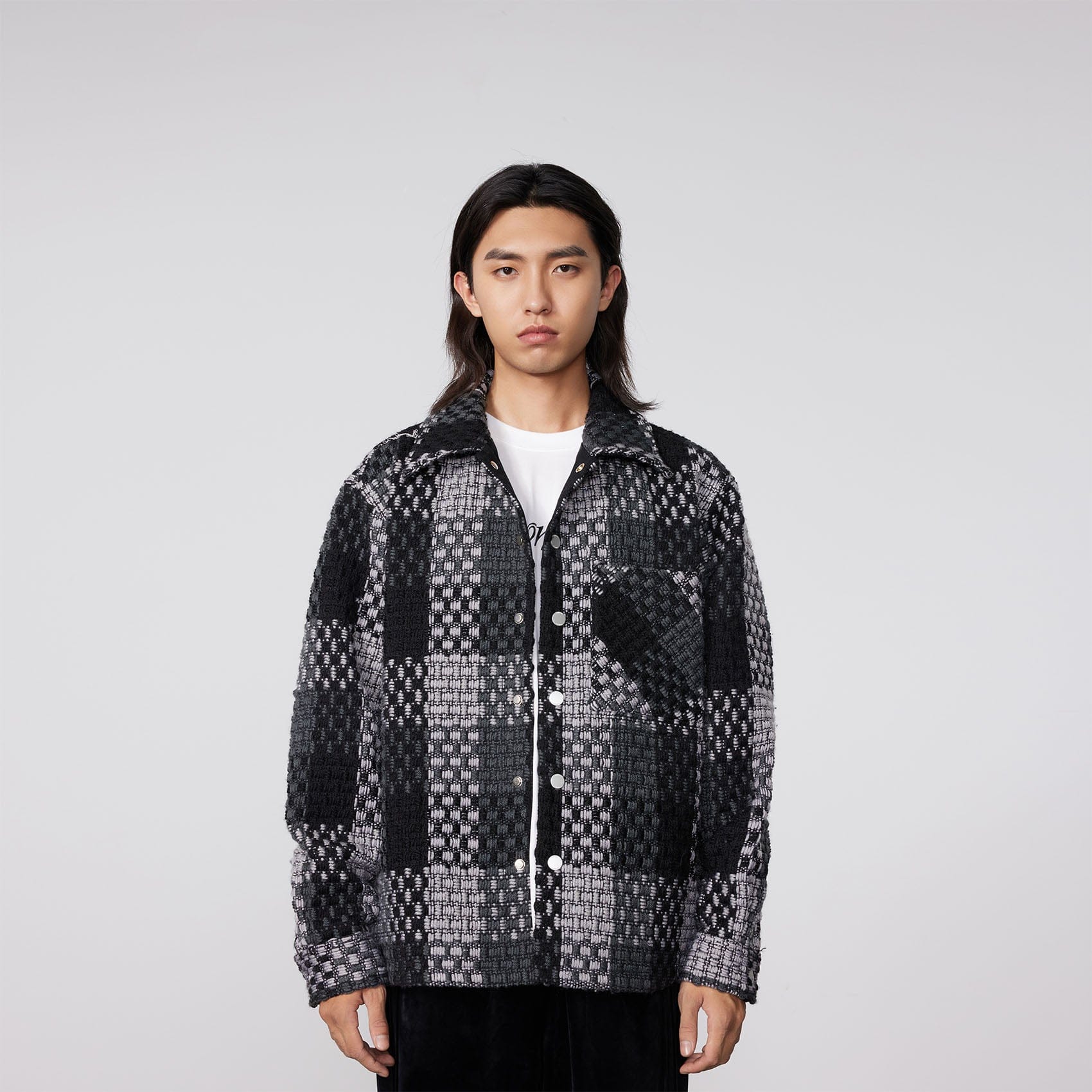BONELESS Contrast Tweed Plaid Jacket