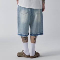 F2CE Washed Raw-Hem Denim Shorts