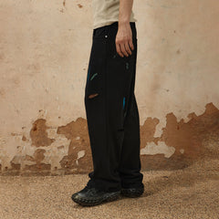 OVDY Classic Paint-Splattered Ripped Pants
