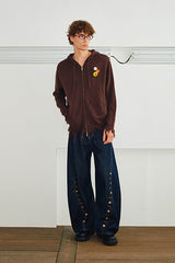 KREATE Button-Trim Flared Jeans