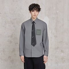 FACEONLAB Modern Patch-Pocket Poplin Shirt