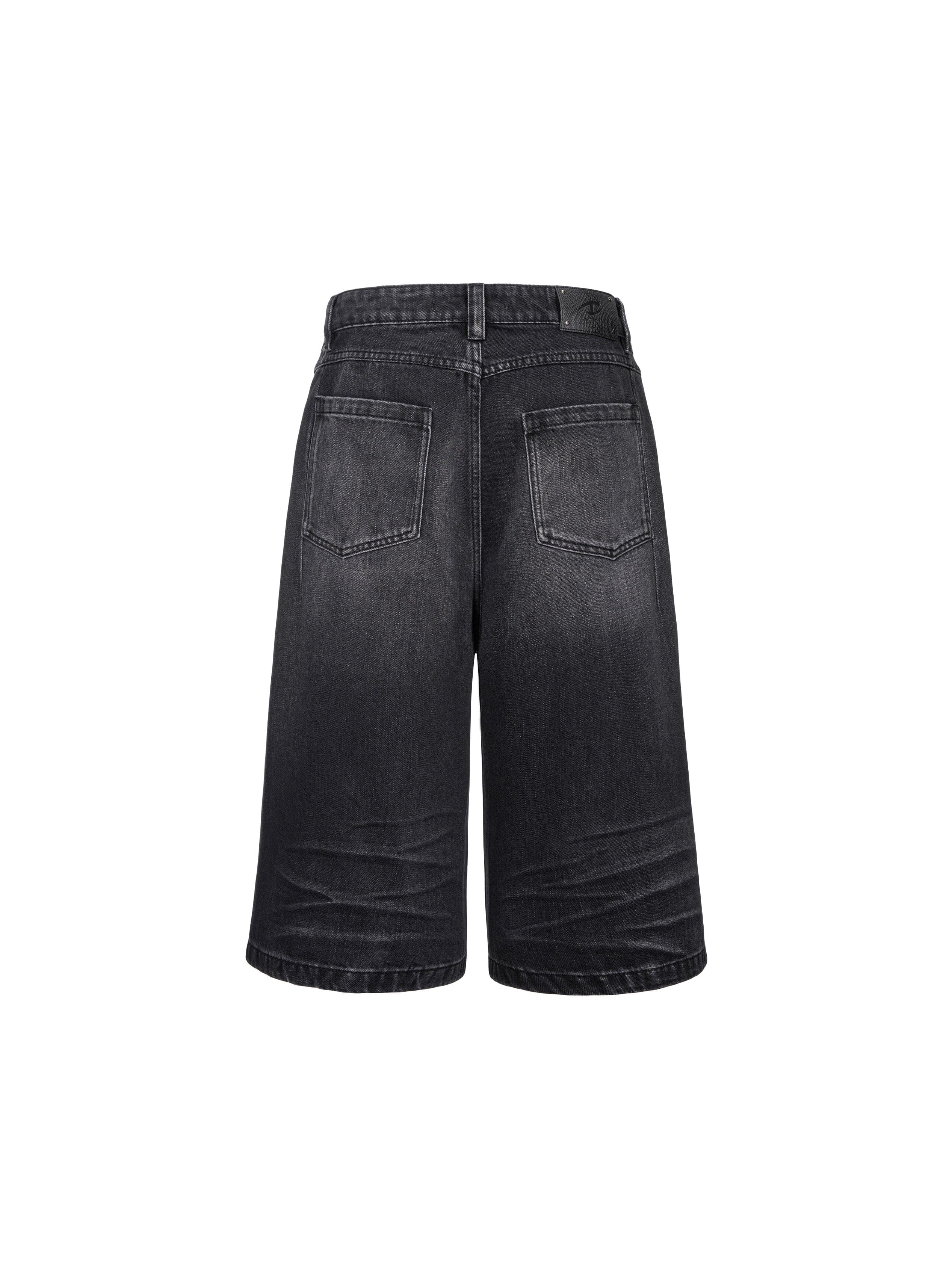 CATSSTAC Whisker-Wash Middle-Spliced Wide-Leg Shorts